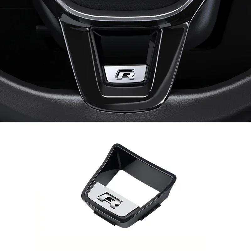 80% Hot Senior R Rline Logo Car Steering Wheel Trim ABS Plating Stickers Accessories For Volkswagen GTI Polo Golf Scirocco Je