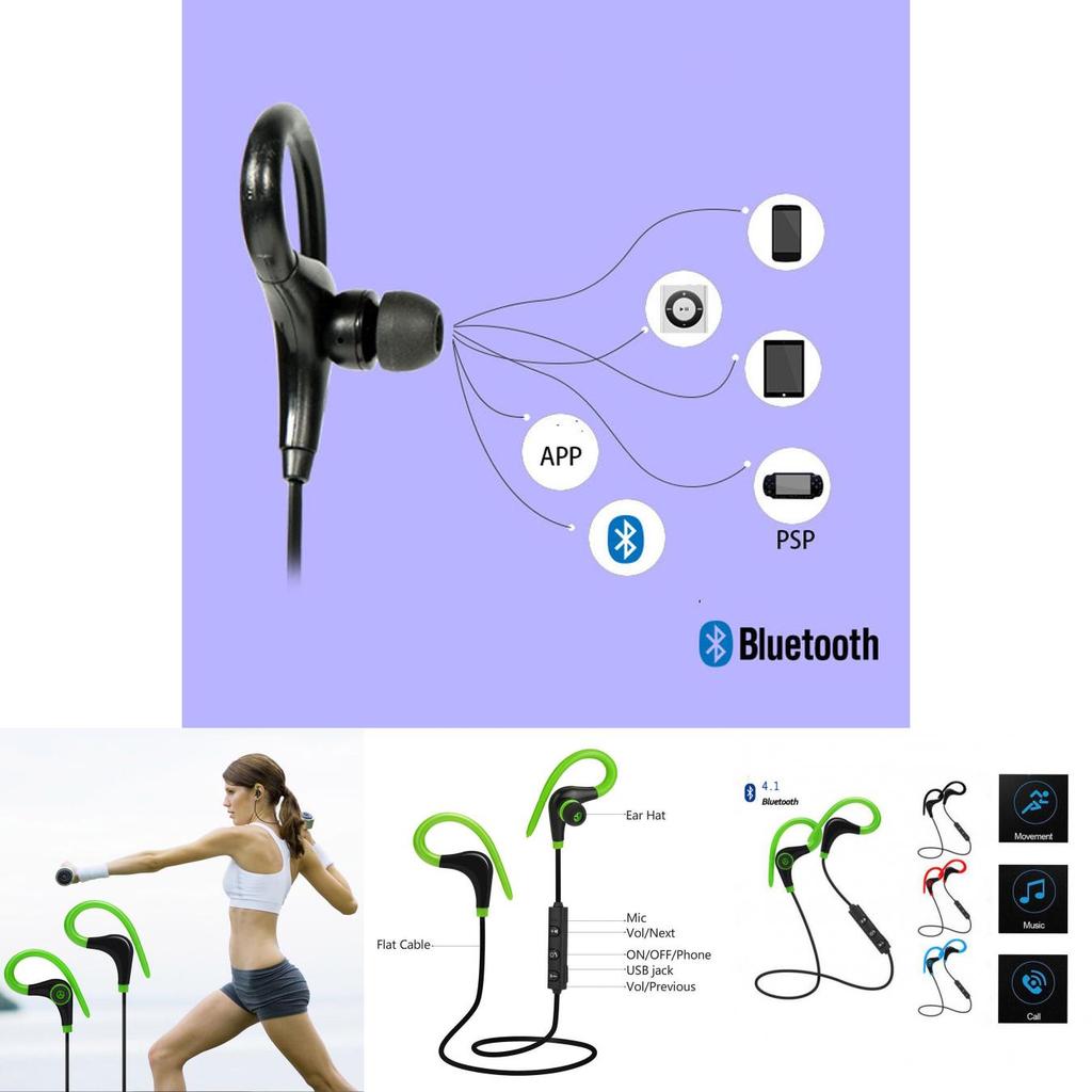 Универсальные беспроводные стерео-наушники-вкладыши Bluetooth 4.1 с эргономичным ушным крючком и шумоподавлением для спорта и путешествий