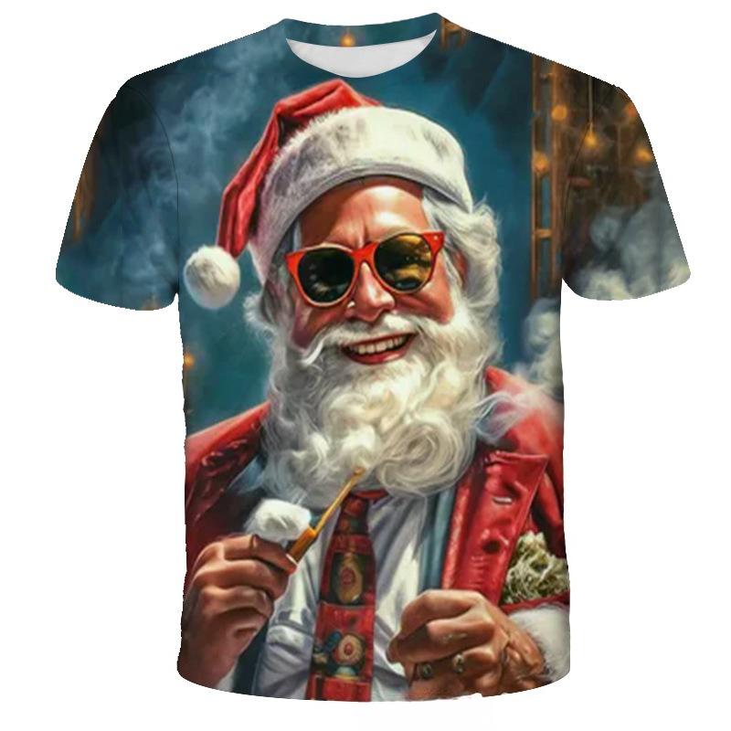 Fashionable Personalized Santa Claus Pattern 3D Printed New Men's Casual Comfortable Soft Loose Short Sleeved T-shirt