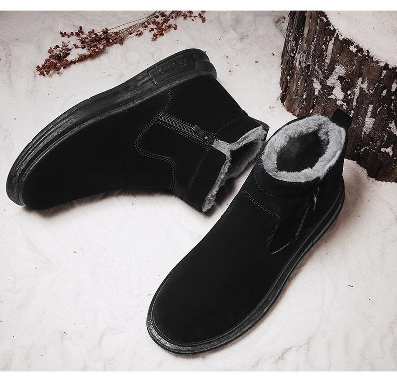 Winter Men's Snow Boots with Plush and Thick Midsole Ankle Boots, Thick Soles, Anti Slip and Warm Men's Cotton Shoes Boots