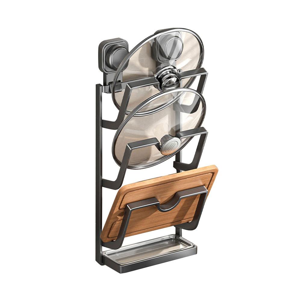 Multi-Layer Suction Cup Pot Lid Holder Punch-Free Pot Cover Rack Kitchen Storage Rack  for Kitchen
