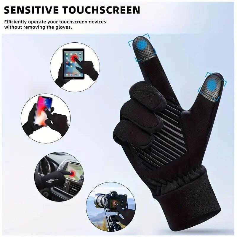Зимние теплые велосипедные перчатки, теплые перчатки с сенсорным экраном и полным пальцем, водонепроницаемые, для уличного велосипеда, катания на лыжах, рыбалки, езды на мотоцикле