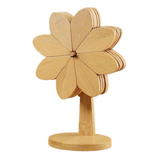 Набор деревянных подставок 5 шт./набор с подставкой, форма вертушки, сменный дизайн, термостойкие подставки, кухонный декор для столовой