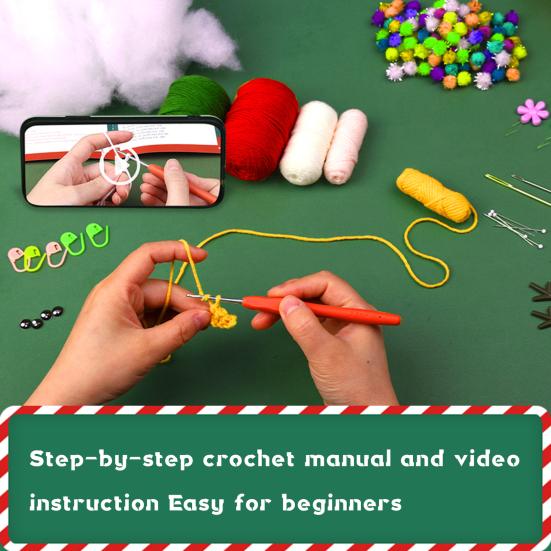 Рождественский набор для вязания крючком. Дизайн снеговика с простыми инструкциями. Улучшите навыки рук. Избавьтесь от скуки. Рождественский набор для вязания снеговика крючком.