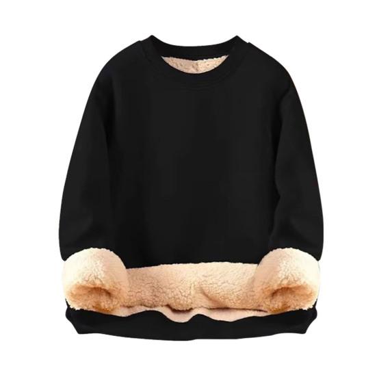 Мужская зимняя толстовка с флисовой подкладкой, термоизоляция, O-образный вырез, чистый цвет, большой размер с резинкой