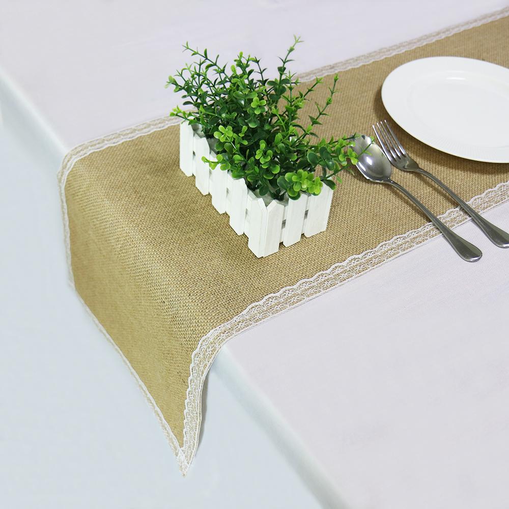 Wedding Party Table Runner Burlap Natural Jute Linen Table Decoration Accessories Home Table Cloth