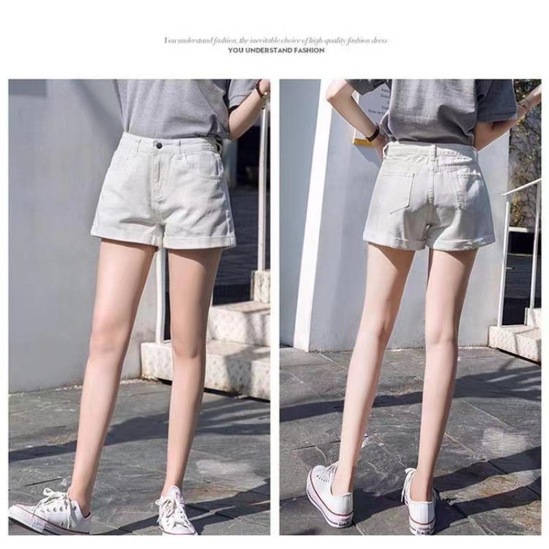 Джинсовые шорты с высокой талией. Женские летние свободные тонкие шорты А-силуэта с широкими штанинами.