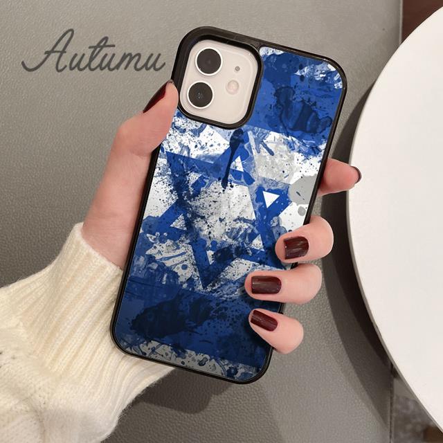 Israel Flag In Finger Phone Case for iPhone 11 12 13 14 Pro Max Mini XR XS SE 2020 7 8 Plus Samsung Galaxy S21 S22 Cover Shell