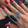 3Pcs Vintage Hollow Out Women Finger Ring Set Gift Rhinestone Party Jewelry