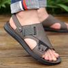 Сандалии высокого класса, мужская повседневная обувь, нескользящая мягкая подошва, пляжная обувь, натуральная кожа, дышащая, универсальные тапочки для внешнего ношения