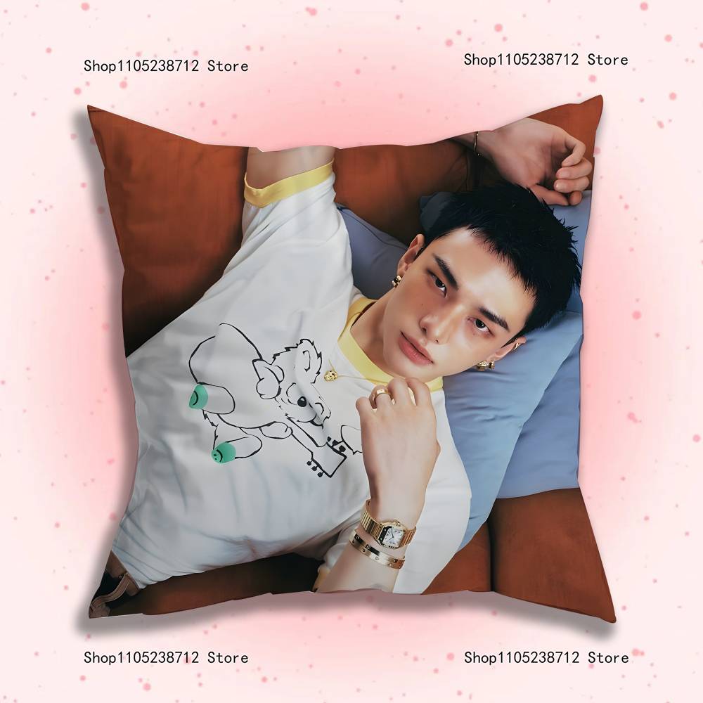 Singer HHyunjinS Pillow Case Plush Fabric Soft Pillowcase Double Sided Print Sofa Cushion Cover Throw