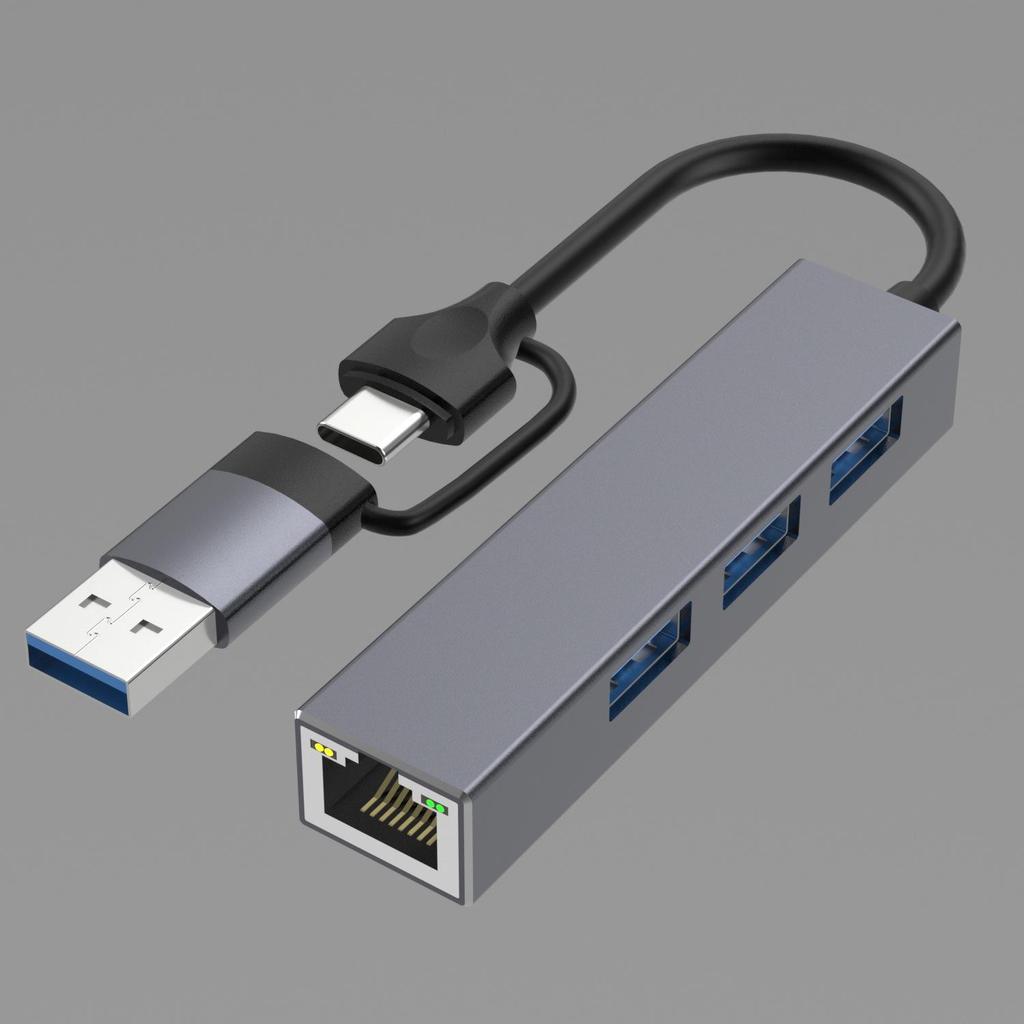 USB 3.0 Hub with Gigabit RJ45 Ethernet and 100Mbps Network Card