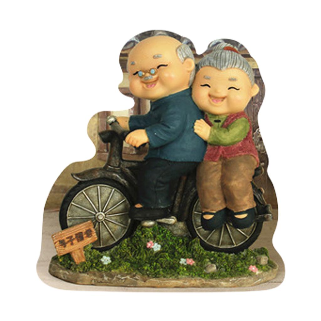 Любящая Пожилая Пара Скульптура Смолы Фигурка Бабушки и Дедушки для Сада и Настольного Украшения Свадьбы Юбилеи Подарок