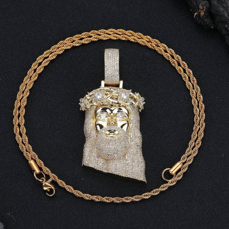 Hip Hop Bling Flower Cartoon Pendant Necklace Men Women Trendy Jewelry