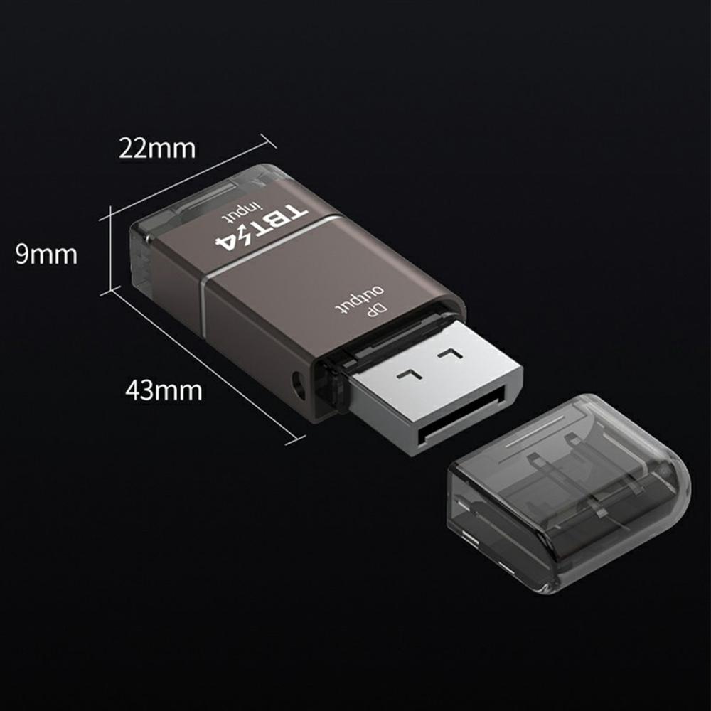 DP to Thunderbolt 3/4/5 Type-C Adapter 8K/120Hz Wired Screen Mirroring for Monitors Audio Sync Plug and Play