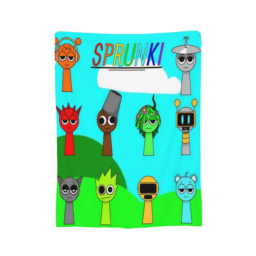 Sprunki Beats Horror Music Box Flannel Throw Blankets Blankets for Bed Office Lightweight Quilt,