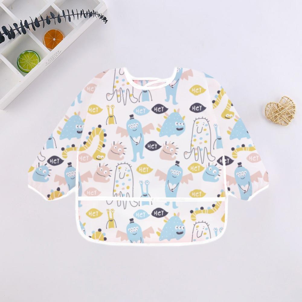 Adjustable Full Sleeve Apron Protective Front Long Sleeve Feeding Smock Durable Baby Bibs