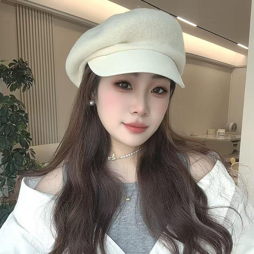 Women's Wool Felt Leather Brim Duckbill Cap - Autumn/Winter British Retro Beret