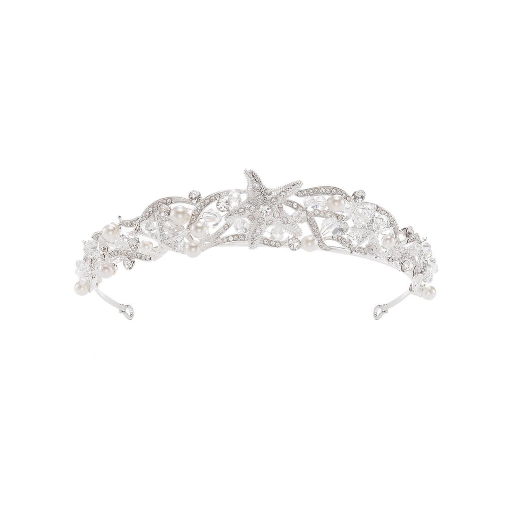 Bridal Handmade Beaded Rhinestone Crown Korean Alloy Handmade Crystal Tiara Accessories Headband