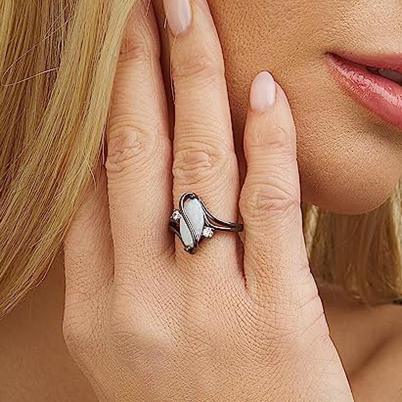 Женские черные кольца Huitan Punk, имитация опала, кольцо на палец, эстетичные аксессуары для девушек на вечеринку, необычный подарок, ретро-ювелирные изделия