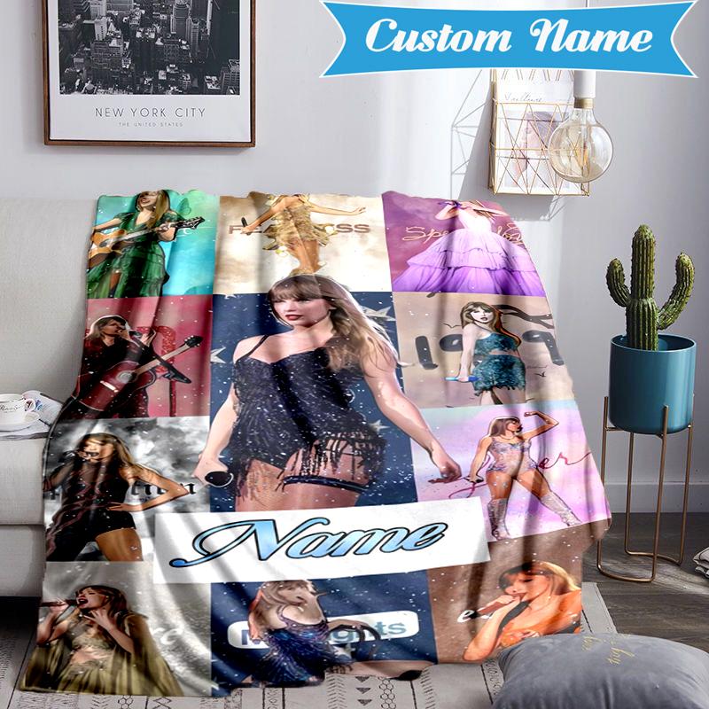 Custom Name Taylor Top singer Blanket Lightweight Ideal Bedding Blanket Perfect for Travel, Camping, Living Rooms, Sofas, Christmas gift