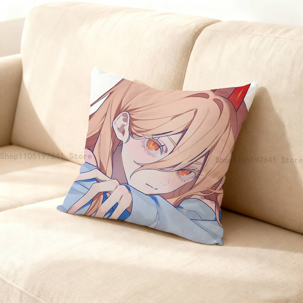 Anime P-Power Cat Pillow Case For Sofa Decor Car Office Room Printing Cushion Cover Decorations And Protector