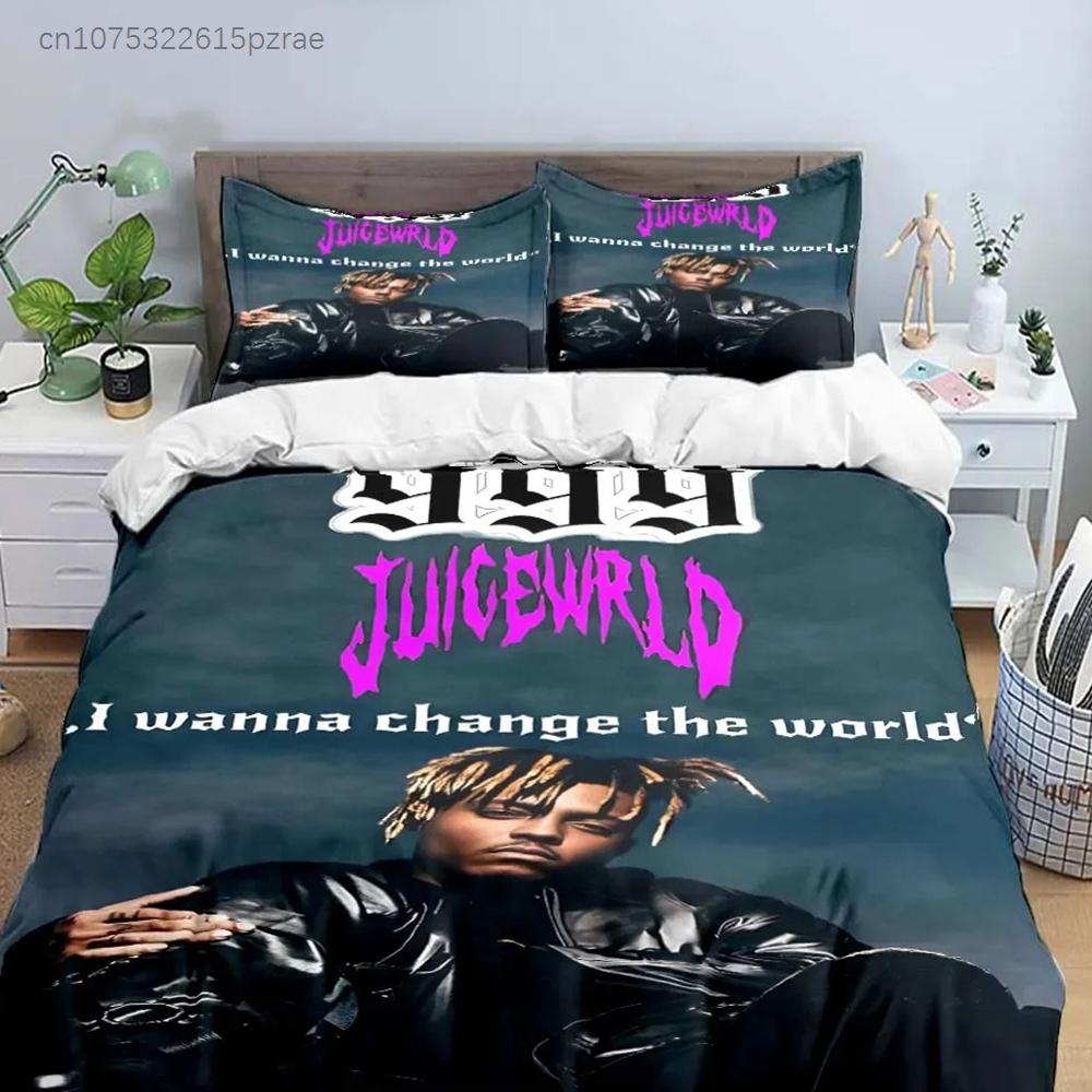 Fashion Hip-hop Singer J-Juice WRLD Bedding Set Single Twin Full King Size Musical Genius Bed Linen Adults Teens Bedroom Gift