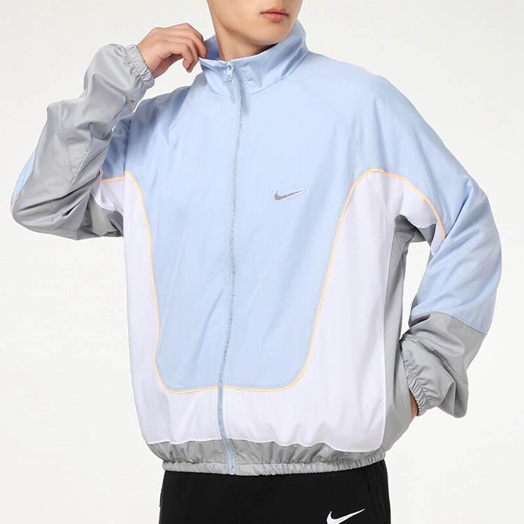 Nike Тканая баскетбольная куртка Throwback с воротником-стойкой Мужские куртки Водородно-синие CV1932-407