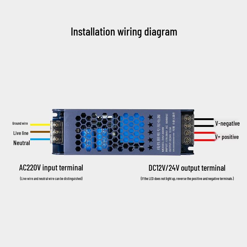 Черный блок питания LED King Kong Трансформатор 220В в 12В/24В/48В, 60Вт-400Вт