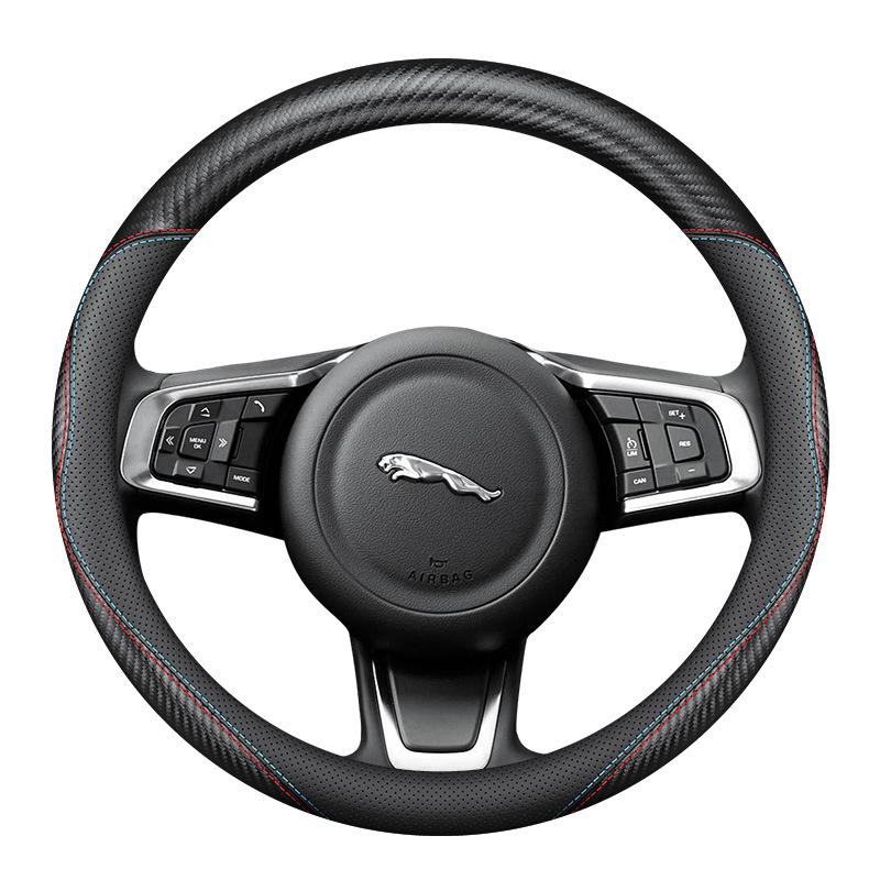 Genuine Leather Steering Wheel Cover for Jaguar XF, F-PACE, XEL, XFL, XJ, XE - All-Season, Non-Slip.