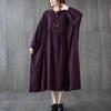 2024 Autumn Retro Plus Size Cotton Linen Lantern Sleeve Dress for Women