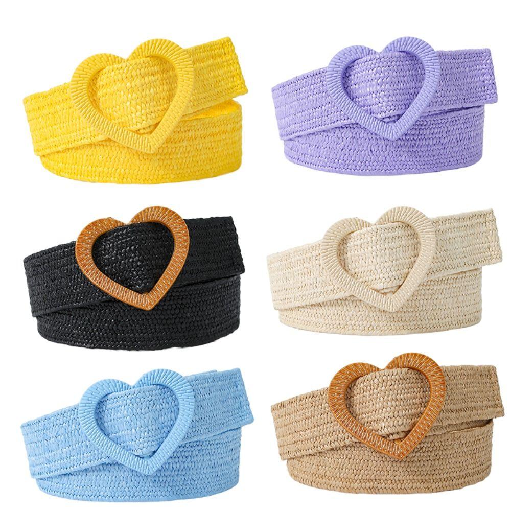 4cm Wide Braided Belt Straw Woven Waistband Sweet Waist Belt