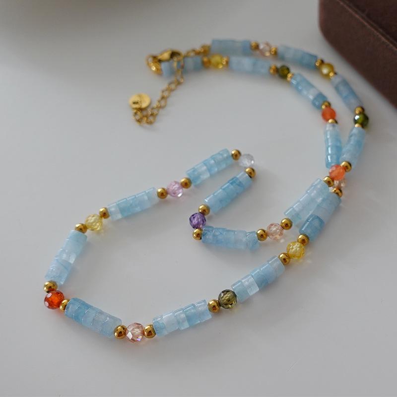 Натуральный пресноводный жемчуг и тигровый глаз богемное ожерелье - осенне-зимняя французская ретро ключичная цепочка для женщин