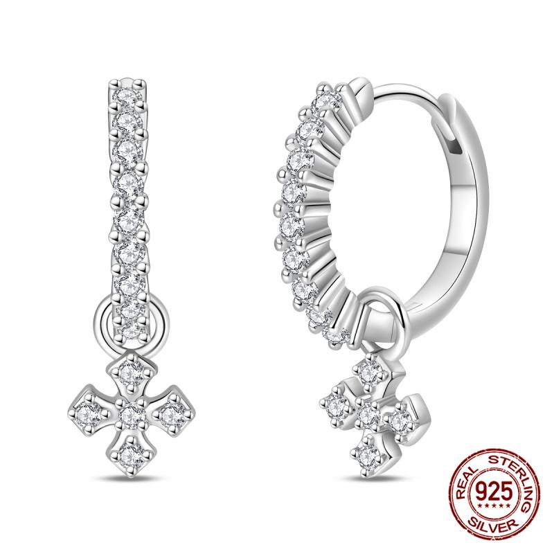 New Original S925 Silver Lucky Four-Leaf Clover French Women's Earrings Fashion Party Anniversary Jewelry Gift