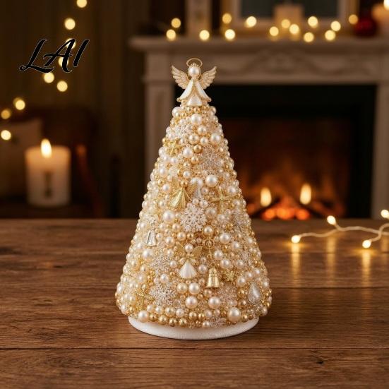 Sada materiálu pro korálkování od nuly DIY vánoční stromek pro dospělé začátečníky Ručně vyráběná 3D ozdoba s plným miniaturním lesem Stolní display nástroje