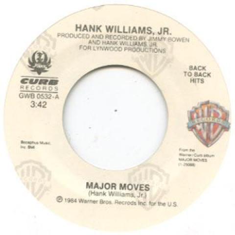 7-дюймовая пластинка ХЭНК WILLIAMS JR. - Major Moves / I'm For Love GWB0532 Warner Bros 1984 США Фолк