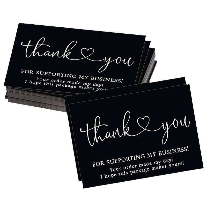 Black Thank You Greeting Cards, 50 Sheets/Pack