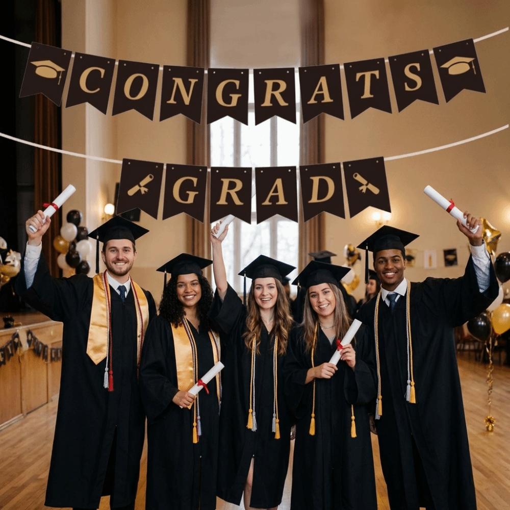 Celebration Graduation Party Banner Reusable Paper Pull Flag Graduation Banner Garland Wall Decor