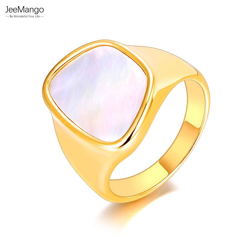 JeeMango Новые Геометрические Кольца-Ракушки из Нержавеющей Стали с Покрытием 18K Золотом Ручной Работы Богемное Кольцо для Вечеринки Для Женщин Бесплатная Доставка JR2