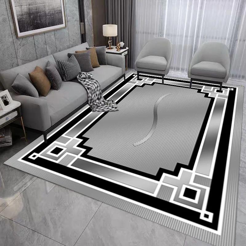 Геометрический принт Ковер для спальни для домашнего декора Гостиная Прихожая Кухня Нескользящие напольные коврики Ковер для зоны дивана и журнального столика в отеле
