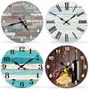 Retro Silent Wall Clock Wooden 3D Hanging Clock Creative Hanging Wall Decor Clocks Coffee Shop