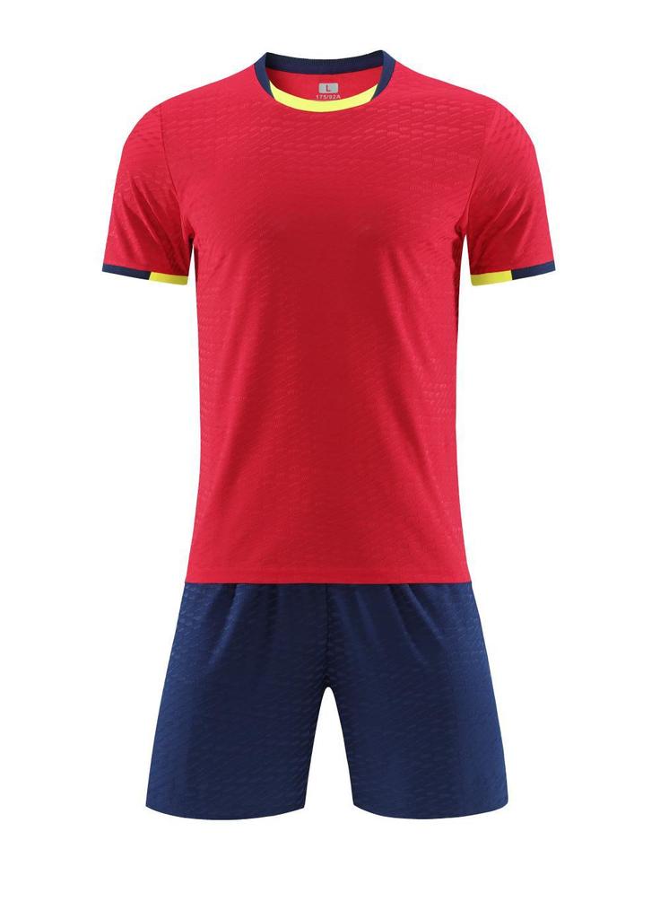 Brand Jacquard Fabric Football Jersey Set Men'S And Women'S Short-Sleeved Jersey Football Jersey Blank Version Jersey Fan Version