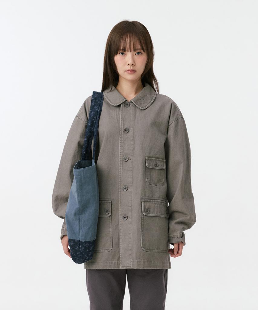 OHESHIO Star Floral Washed Cotton Jacket, Charcoal