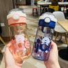 1Pcs Juice Milk Children Drinkware with Lid Straw Sticker Tumbler Cup Portable Water Bottle  Kids