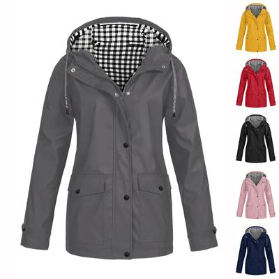 Куртка Женская Большого Размера Упаковываемая Легкая Дождевики Водонепроницаемая С Капюшоном Зимнее Пальто Куртки