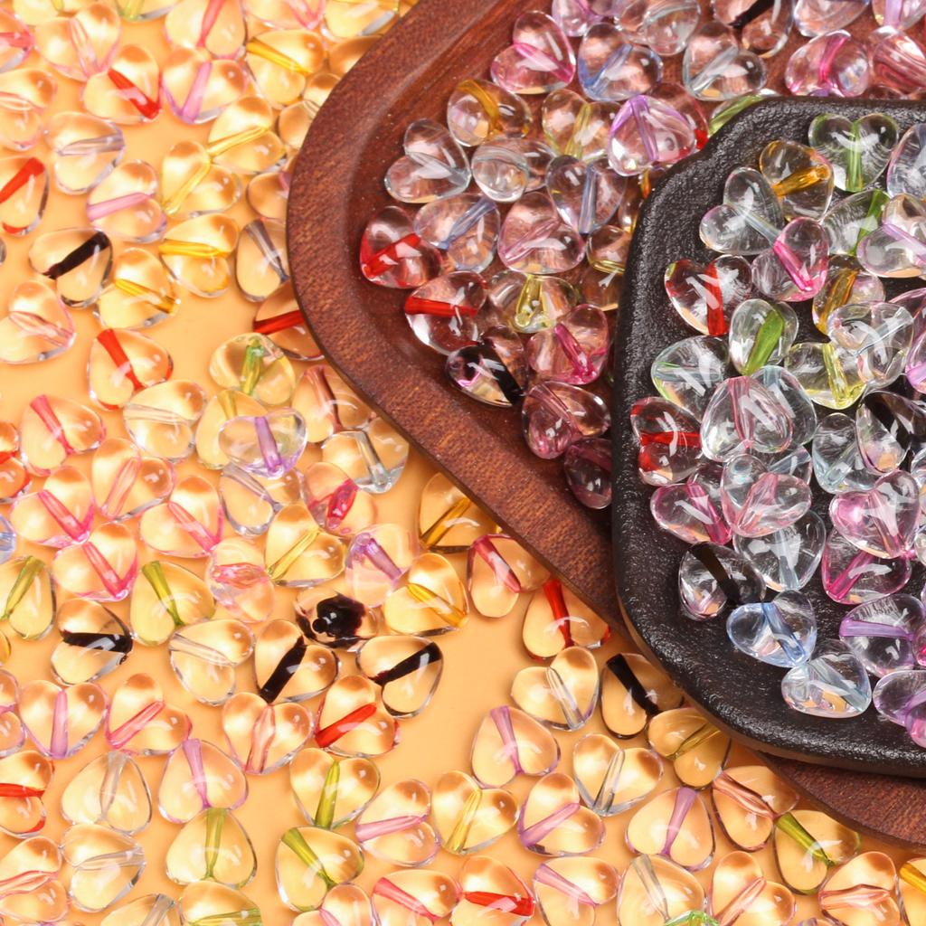 500 г, около 1420 шт. для изготовления ювелирных изделий, 9*11 мм, прозрачные 9 цветов, свободные бусины-разделители, акриловые бусины в виде сердца, аксессуары для браслета «сделай сам»