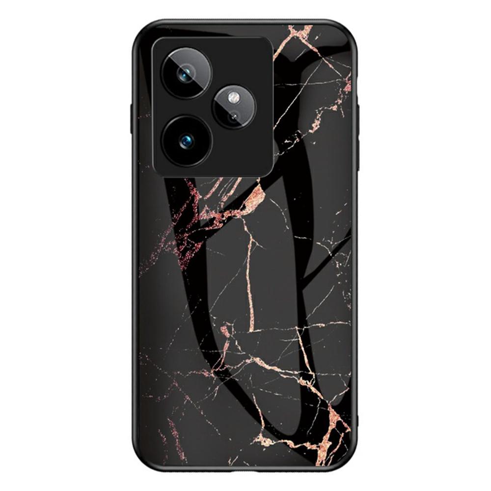 For Realme GT 7 5G Case Marble Pattern Tempered Glass+PC+TPU Protective Phone Cover