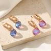 1 пара стильных цветных квадратных висячих сережек для женщин, ювелирные изделия из кубического циркония, аксессуары для свадебной вечеринки