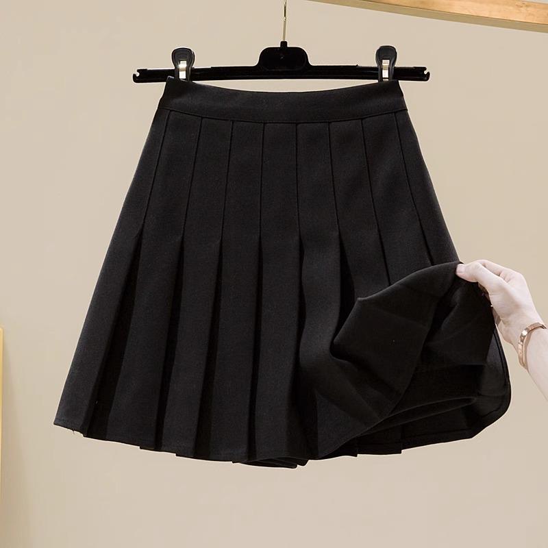 Women's Wool Pleated A-Line Skirt - Autumn/Winter 2025 - High Waist, Slim Fit, School Style, Thick JK Short Skirt