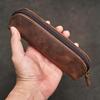 Винтажная кожаная сумка-карандаш, простой канцелярский чехол для ручки, сумка для хранения, пенал на молнии, коробка для очков, школьные принадлежности